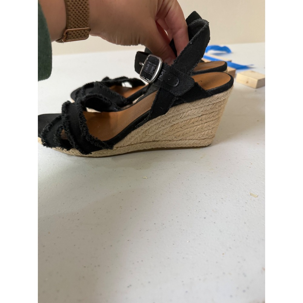 Boho Chic Resort Western Boho Casual Chic Wedge Black Lucky Brand Heel Size 9 - Picture 4 of 8